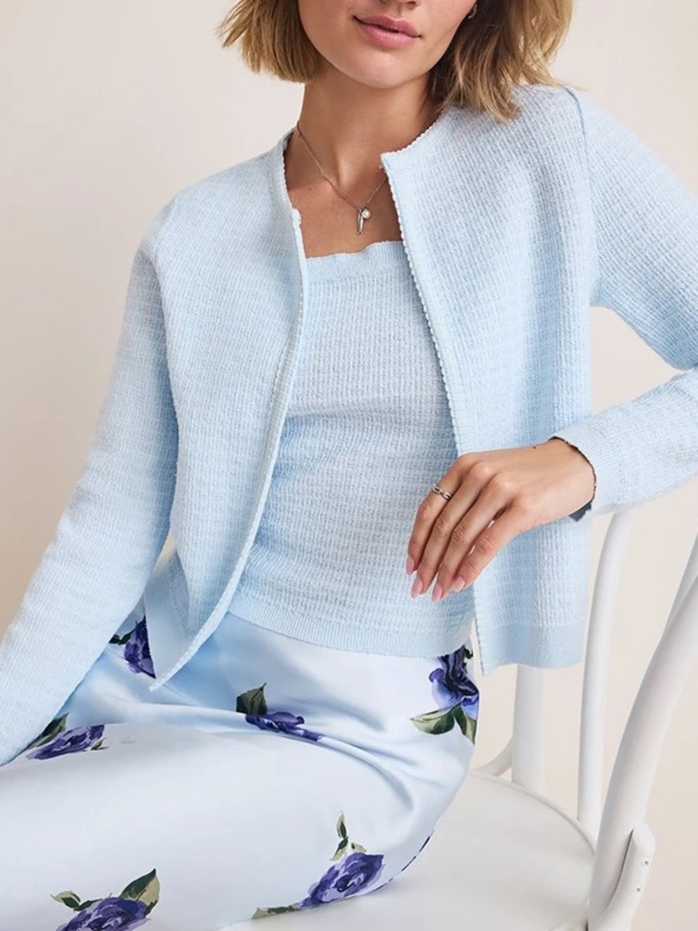 Light Blue Knit Sweater and Tank Set
